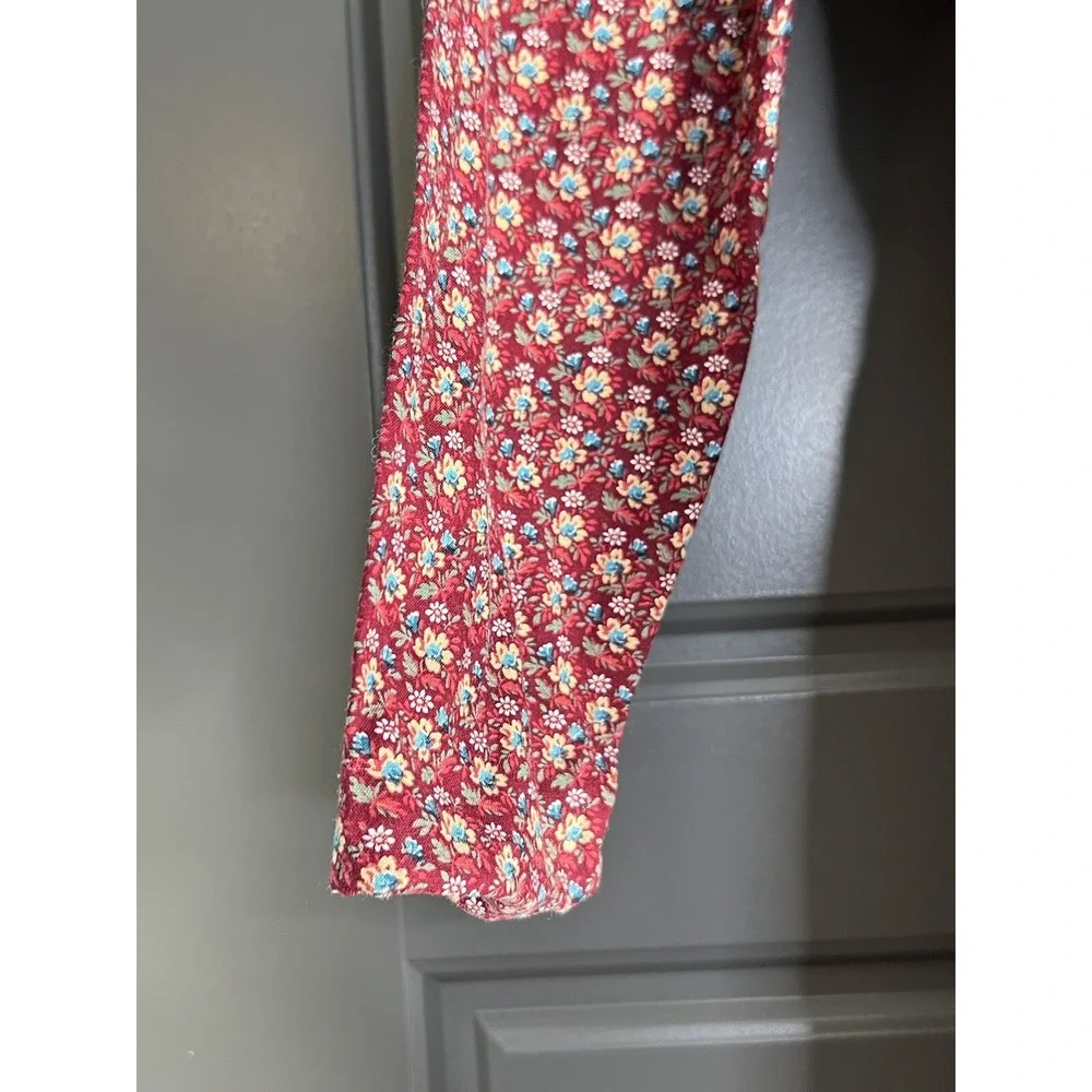Vintage 70s Diane von Furstenberg Dress‎ Girls 8 Lace Red Floral Cottagecore